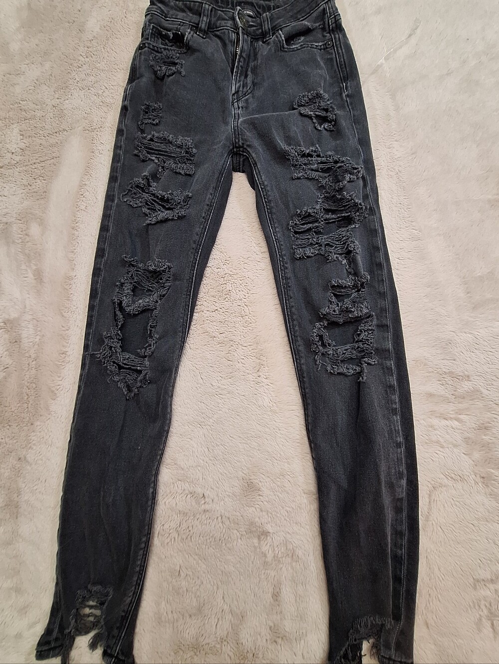 American Eagle Outfitters Womens Charcoal Wash Skinny Jeans Distressed 000